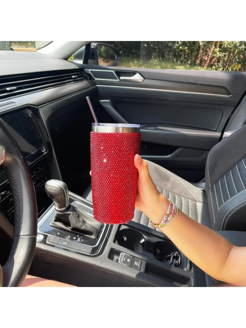 Glitter Rhinestone 20oz Stainless Steel Tumbler - Leak Proof Travel Mug with